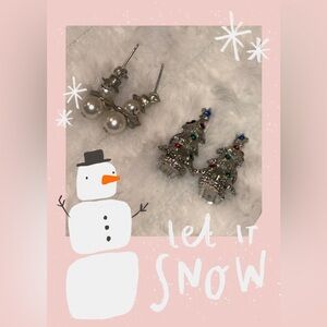 Vintage Christmas Earring Lot 2 pairs